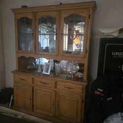 Oak China Hutch Buffet Hutch