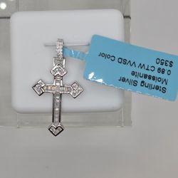 925 Silver And Moissanite Cross