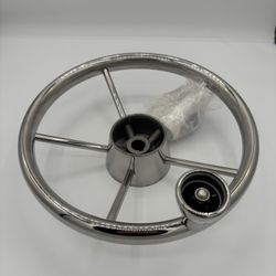 5 Spoke Dia.11” Boat Steering Wheel Control Knob Black Cap 5 Spoke With Knob