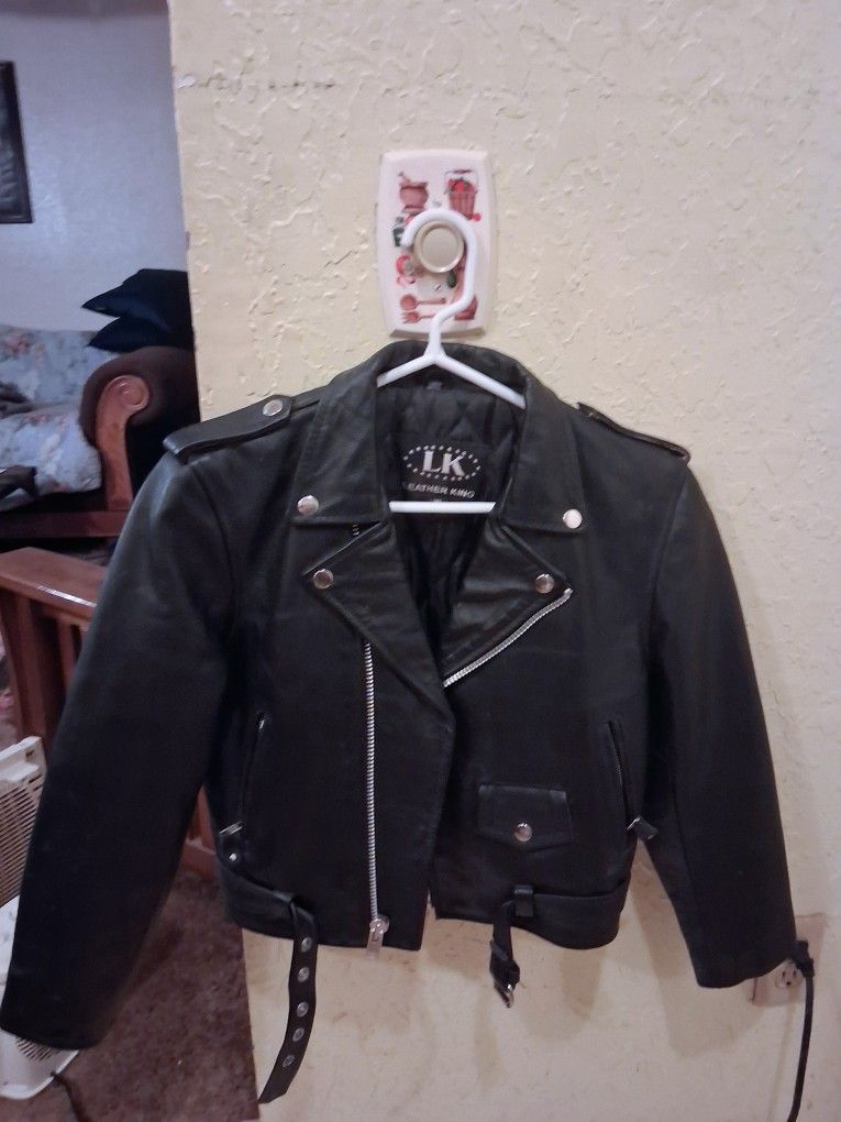Little Boys X Large Leather Biker Jacket
