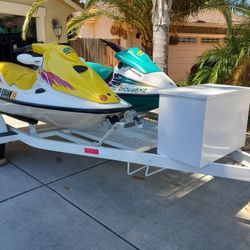  2 Super Clean Jet Skis  With Double Trailer 