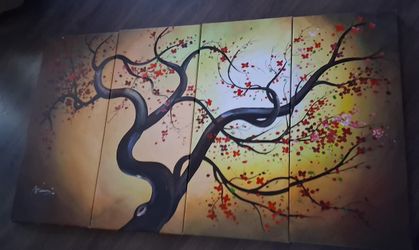 Extra Large Tree Blossoms Painting On Canvas Ready To Hang