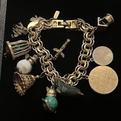 Vintage Monet Triple Charm Bracelet With Charms 