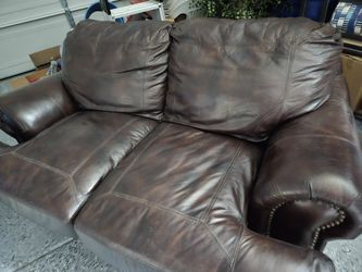 Brown loveseat