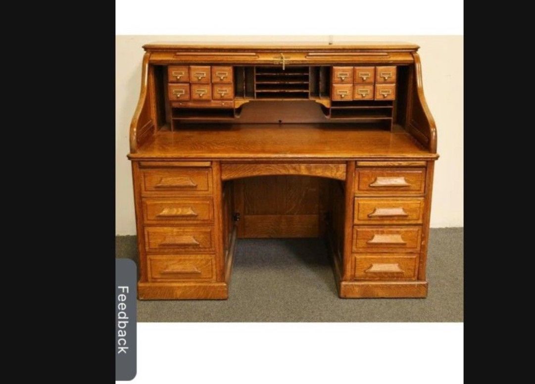 Oak Roll Up Desk