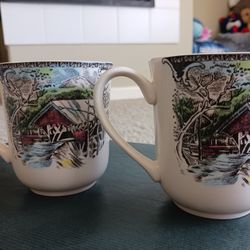 2 Friendly Village Coffee Mugs