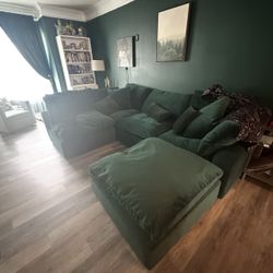 Velvet Royal Green JoyBird Sectional 