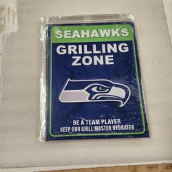 Seattle Seahawks Football Grill Grilling Zone Metal Sign 