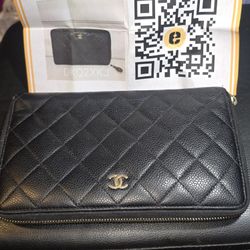 Chanel QUILTED ZIP AROUND WALLET