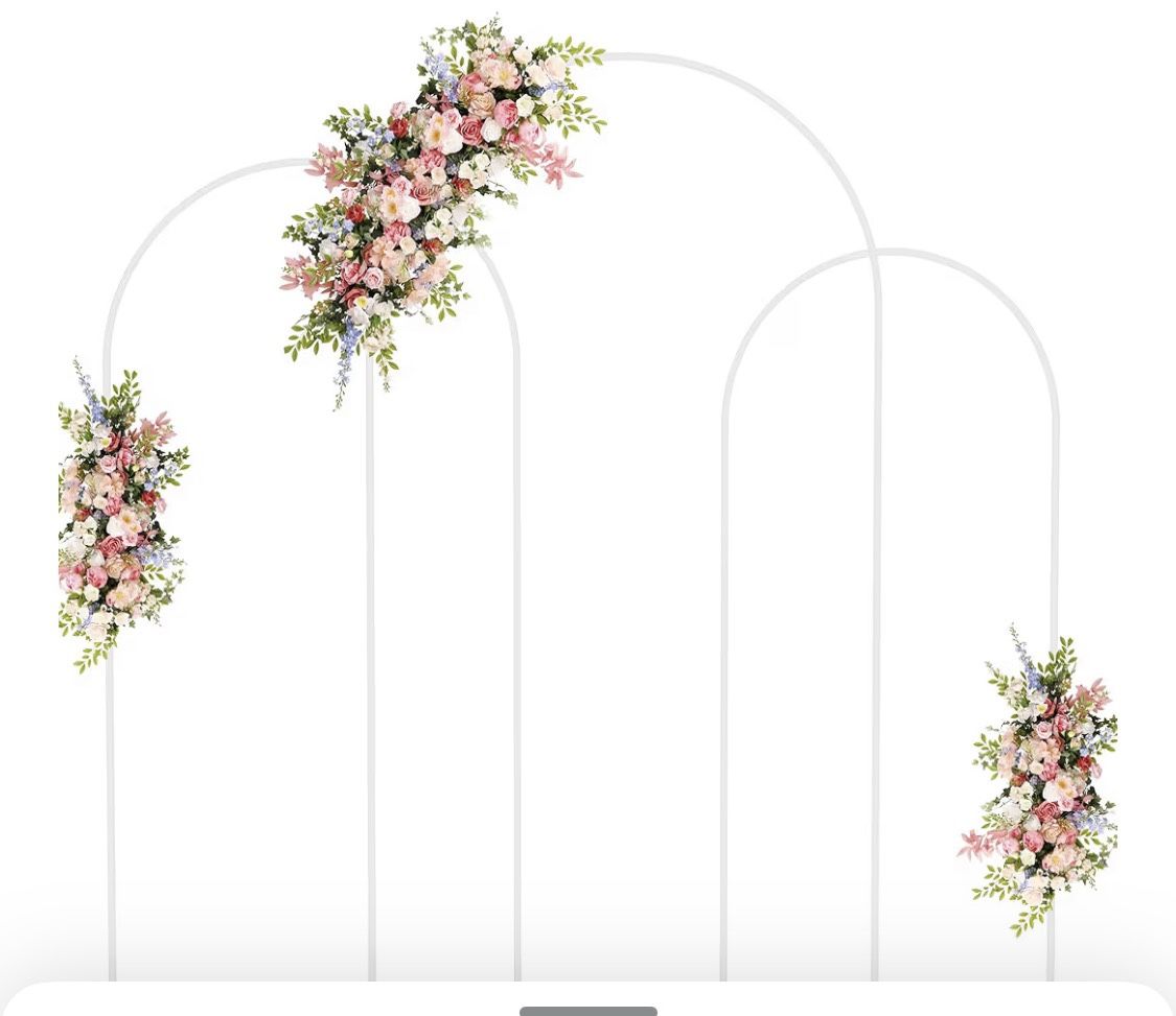 Wedding Arch Backdrop Stand Set of 3 White Metal Arched Backdrop Stand 7.2FT & 6.6FT & 6FT Balloon
