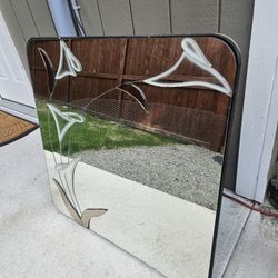 Antique Vintage Mirror With Calla Lilies