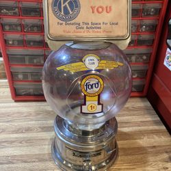 Gumball Machine Ford 1 Cent With Sign Topper