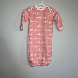 Gerber Organic Cotton Baby gown In Heathered Pink With Love you Writing