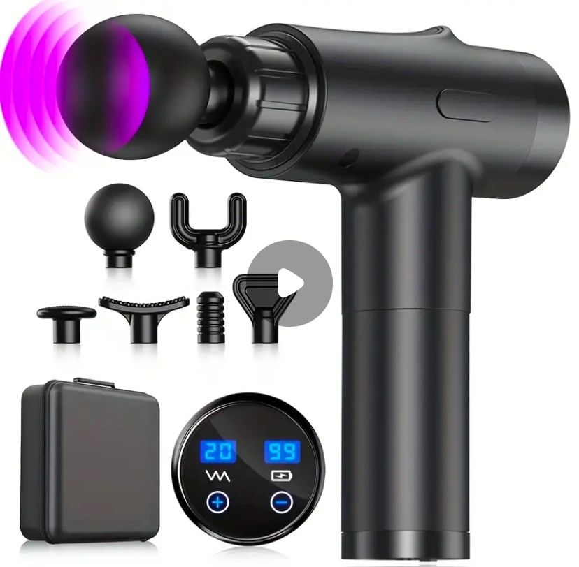 New, Portable Fascia Gun, 1800mAh Battery, 6 Attachments,20 Speeds, Multiple Intensity,low noise