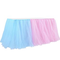Tutu Gender Reveal / Twins Boy And Girl Party Table Skirt 