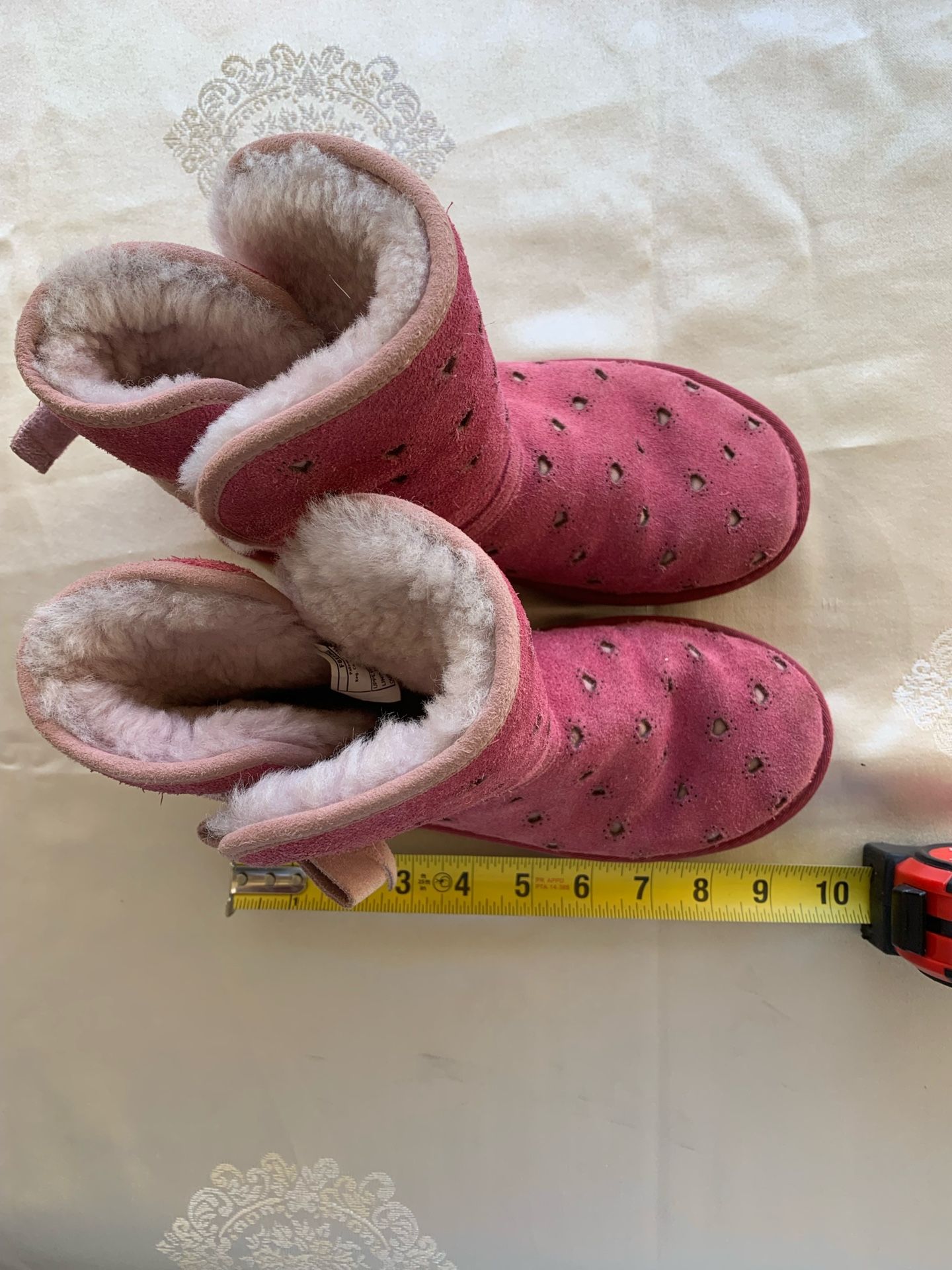 Ugg Australia Joleigh Pink Glitter Bows Short Girl Boots Sz 4 US