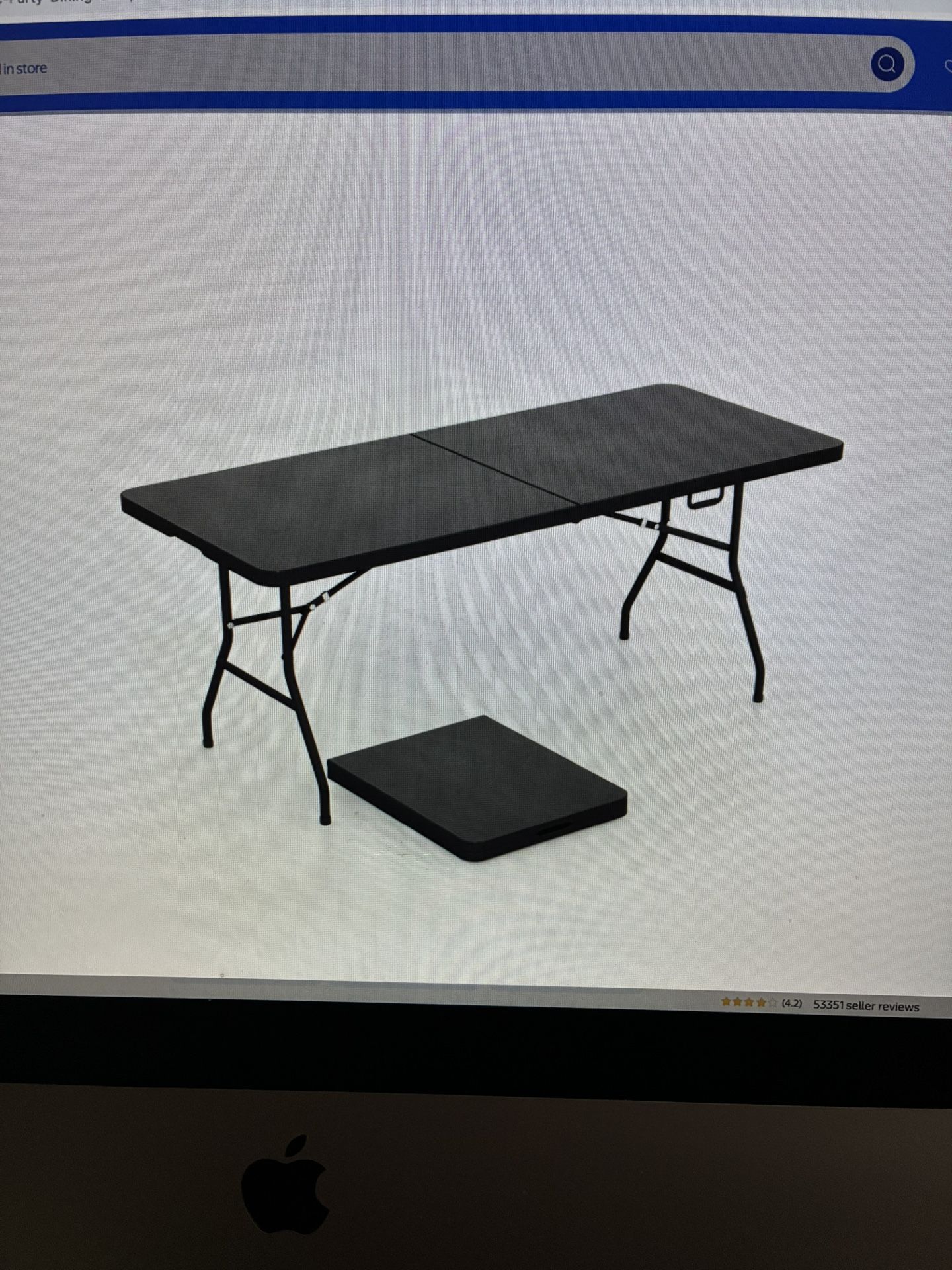6 Ft Folding Table Portable Plastic Indoor Outdoor Tables. BLACK