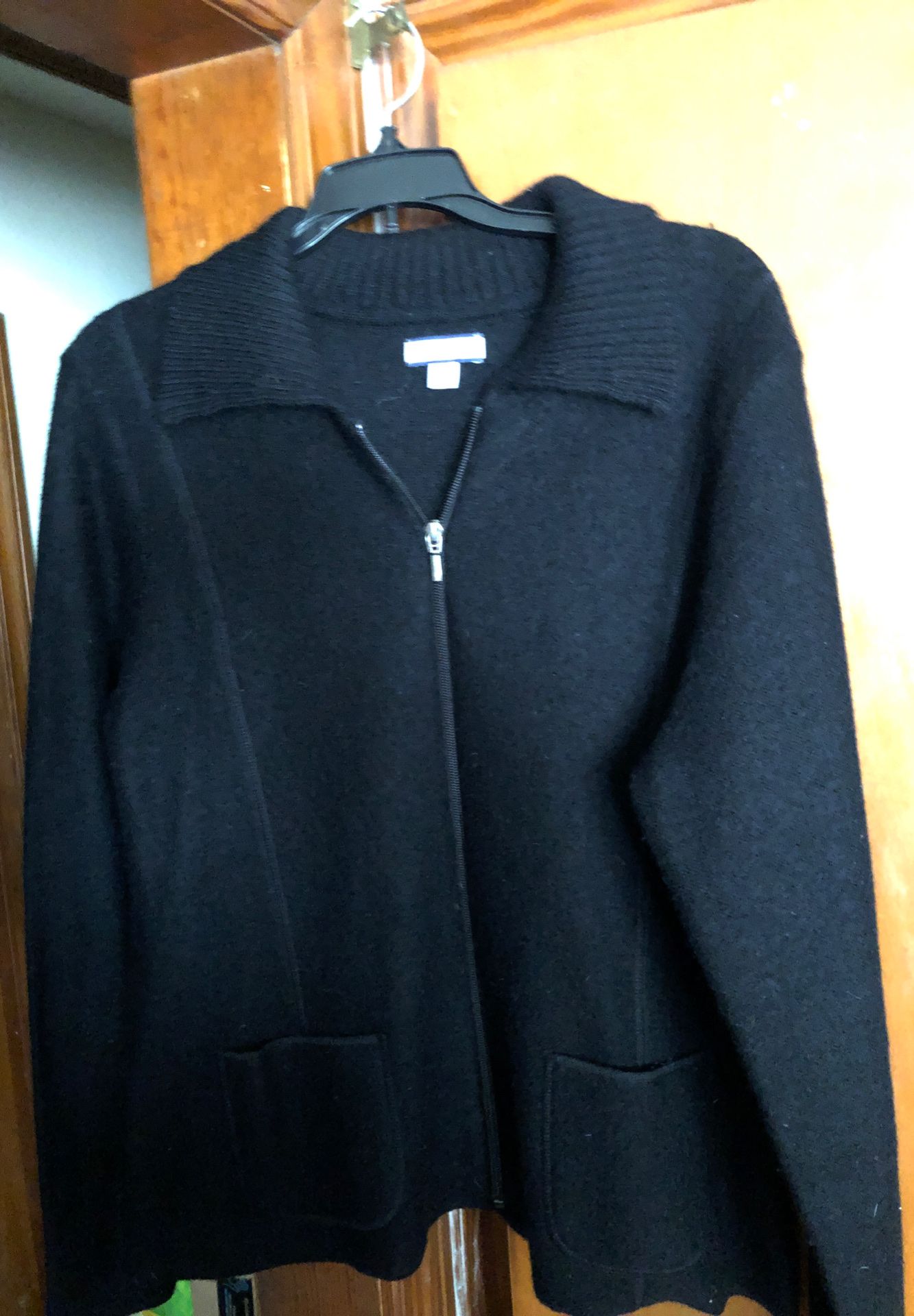Wool zip up sweater- jacket ,with pockets