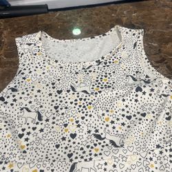 White Dress With Unicorns And Black And Gold Stars