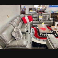 *Summer Closeout Sale!!!*---Best Selling Madrid Gray Leather Reclining Sectional Sofa---Now $1499!!!---Delivery And Financing🤭
