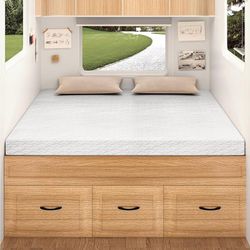 Queen Mattress, 4" Memory Foam Topper, Ultra-Soft Cover, CertiPUR-US Certified, 60" x 75”Perfect for RVs and Campers