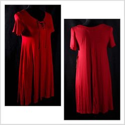 NWT Hot Kiss Red T-Shirt Dress with Corset Lace-Up Front – Size Large