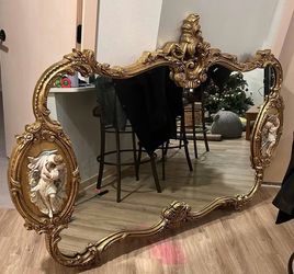 Large Ornate Gold Baroque Wall Mirror 49”x 74”