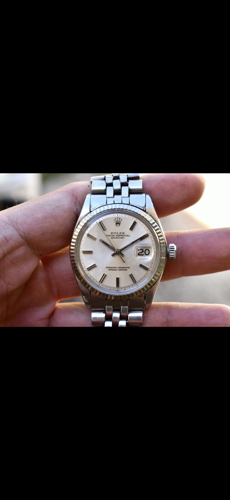 Rolex Datejust Ref. 1601 Stainless Steel And 18k White Gold Silver “Pie Pan” Dial