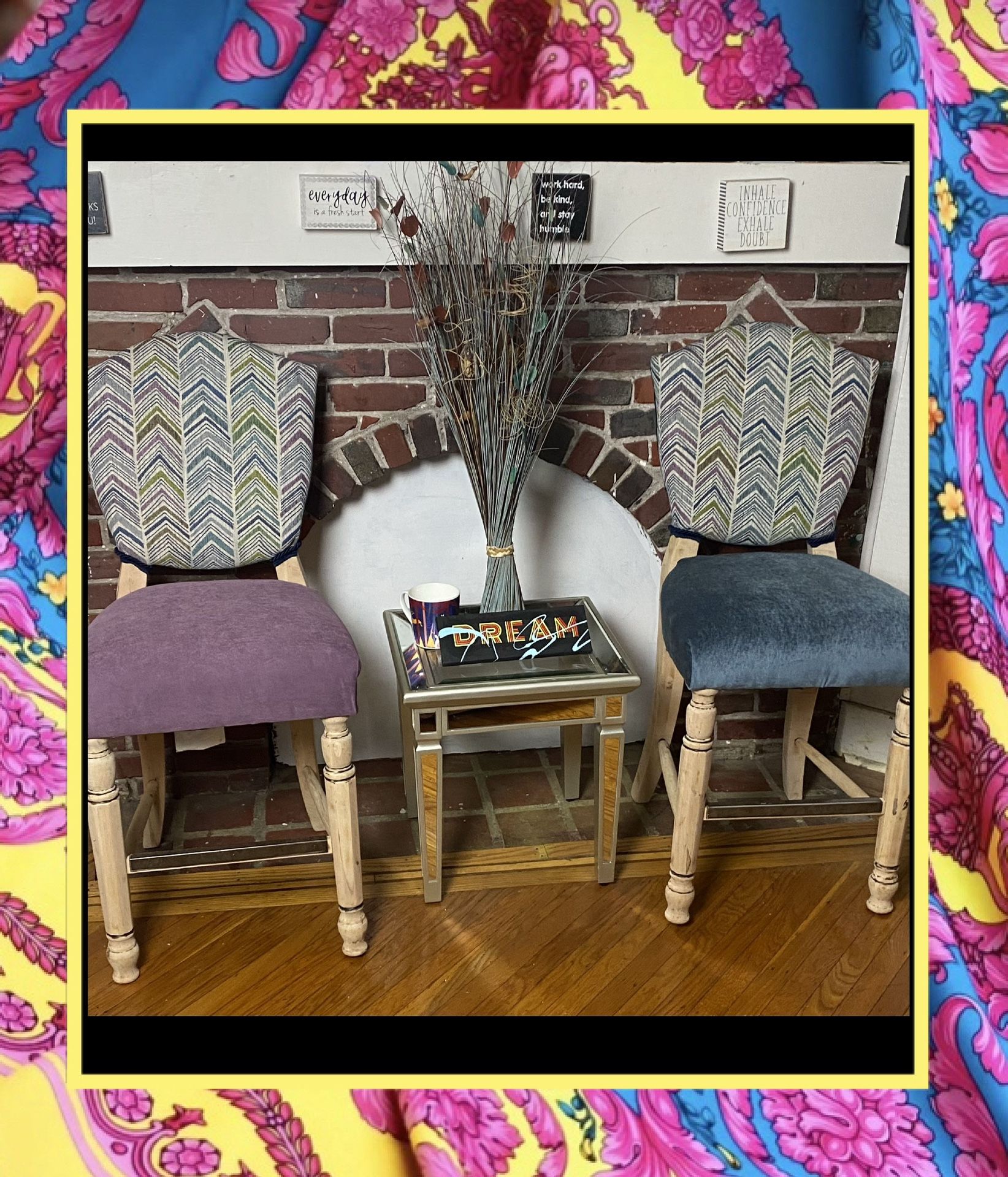 Velvet Accent Wood High Chairs