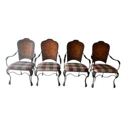 Set of 4 Leather Back custom upholstered chairs