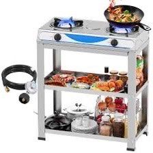 2 Burner Propane Gas Stove,19000BTU Portable Gas Stove with Support Leg Stand and Adapter Auto Ignition Camping Stove,propane burner for RV, Apartment