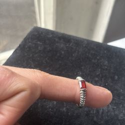Red Garnet Silver Ring Sz 8