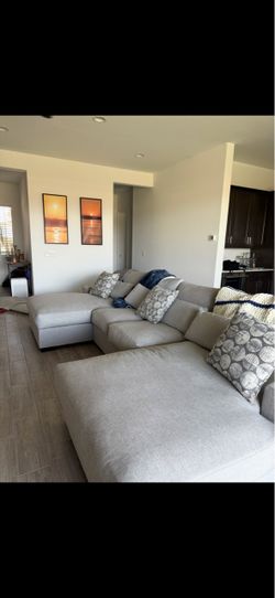 Light Gray Fabric Sectional Sofa