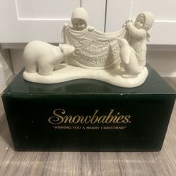 Depart 56 Large Snowbabies With Merry Christmas Banner Angel Figurine In Box