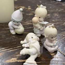 Lot Of 4 Precious Moment Christmas Ornaments 