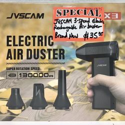 JVSCAM 3-Speed Electric Rechargeable Air Duster Brand New 