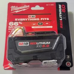 New Milwaukee 48-11-1850 Battery M18 18V 18 Volt XC 5.0 Ah Red Lithium Ion