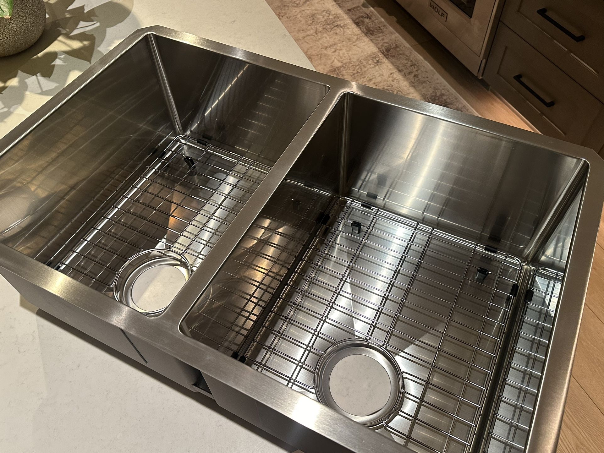 High End 16-gauge double basin Asteri Kitchen Sink.