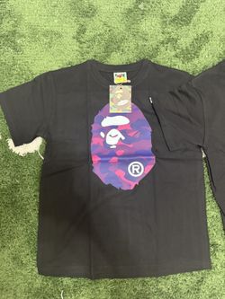 🔥 Bape A Bathing Ape Camo Ape Head Tee – Black/Purple Graphic (Size M)