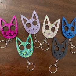 Glitter Cat Protection Keychain