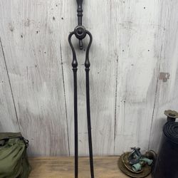 Antique Iron Fireplace Tongs 