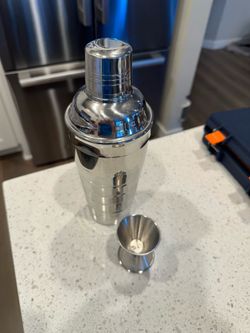 Stainless steel cocktail shaker and jigger