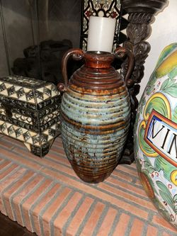 Vintage Brown And Turquoise Pottery Decor