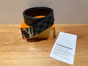 Louis Vuitton Damier Graphite Black Lining LV initials Silver Buckle Reversible Belt New with Box (110cm/44in)