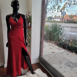 Elegant dark Red sparkling corset Prom/Party dress !! Size 7