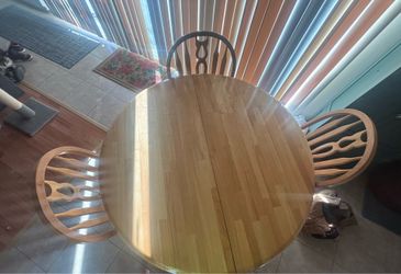 Wooden table with THREE chairs