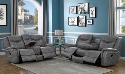 New 2PC Livingroom Set with Reclining Sofa and Reclining Love Seat Both On Sale Now