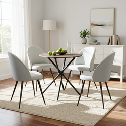 Homy Casa Fontana 5PC Dining Set 31.5” Brown Table with 4 Haven Upholstered Chairs