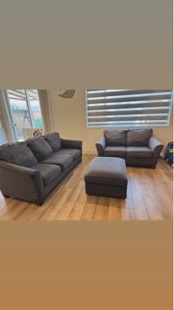 Complete Living Room Set – Sofa, Loveseat & Storage Ottoman – $500