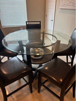 5 piece glass dinning set - brown